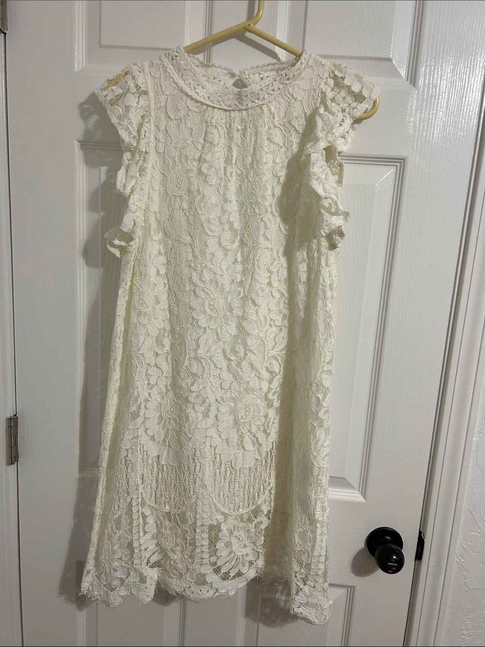 Ivory Lace Ruffle Sleeve Formal Dress for Women